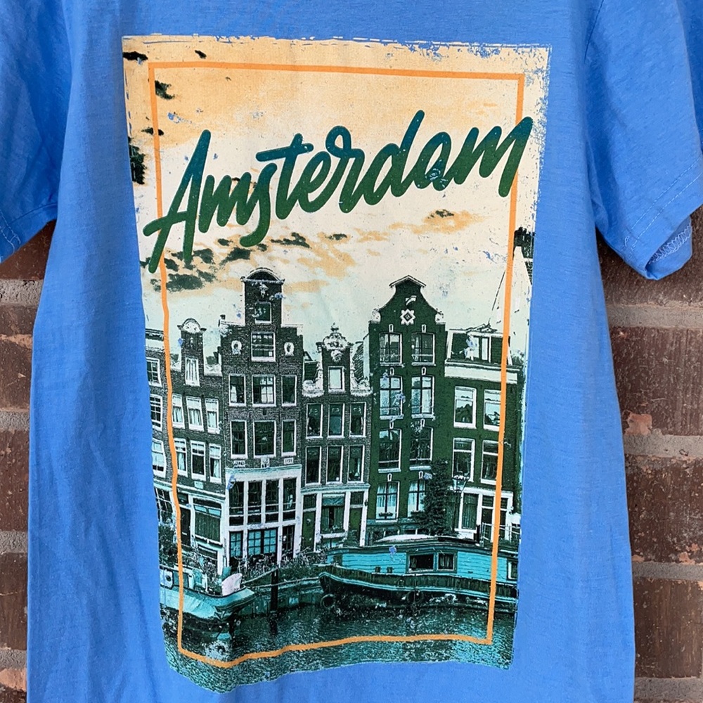 Univibe Light Blue Amsterdam Cityscape T-Shirt - Picture 5 of 7
